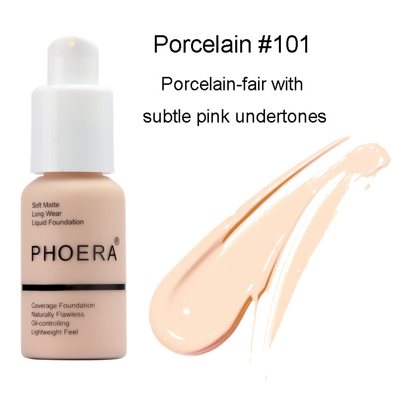 PHOERA matte oil control concealer foundation cream - Passion Present 