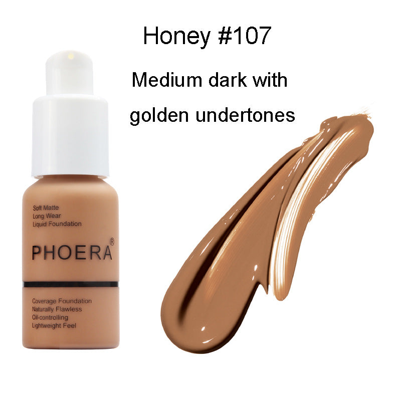 PHOERA matte oil control concealer foundation cream - Passion Present 