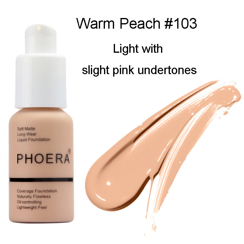 PHOERA matte oil control concealer foundation cream - Passion Present 